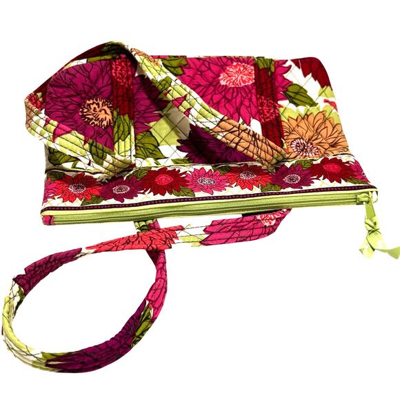 Vera Bradley Purse Quilted Cotton pink green floral double straps shoulder bag - Picture 6 of 10